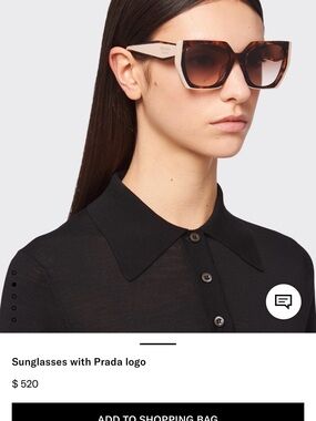 Prada Beige Arms with Tortoiseshell Front Square Sunglasses